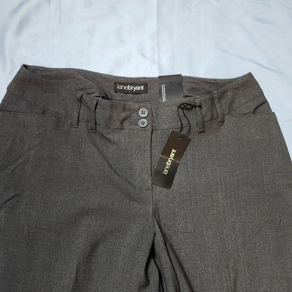 NWT Lane Bryant Plus Size 14 Classic Trouser Pants Gray Nipped at Knee Wider Leg - Picture 2 of 12